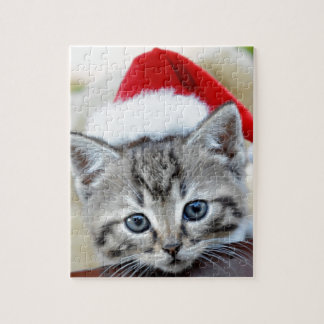 Puzzle Chaton mignon avec le casquette de Noël