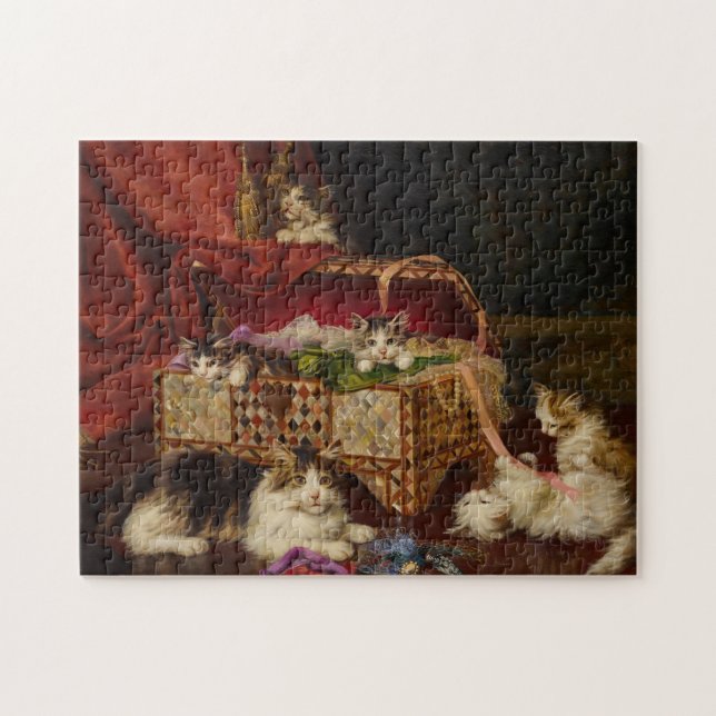 Puzzle Chatons dans le panier à coudre | Jules Leroy (Horizontal)