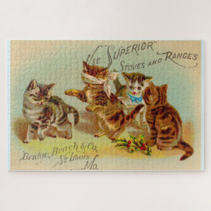 Puzzle Chatons de cartes de commerce victoriens jouant