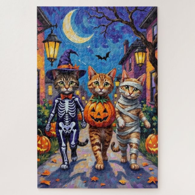 Puzzle Chats abyssiniens - Trick ou traitement en Hallowe (Vertical)