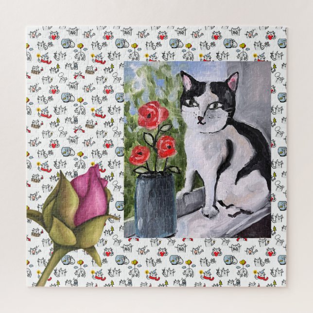 Puzzle Chats amusants, lait et magie. (Vertical)