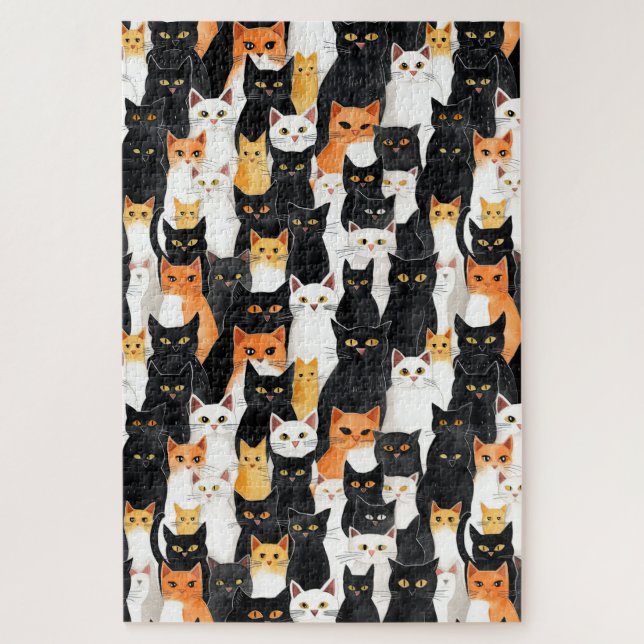 Puzzle Chats blancs oranges noirs (Vertical)