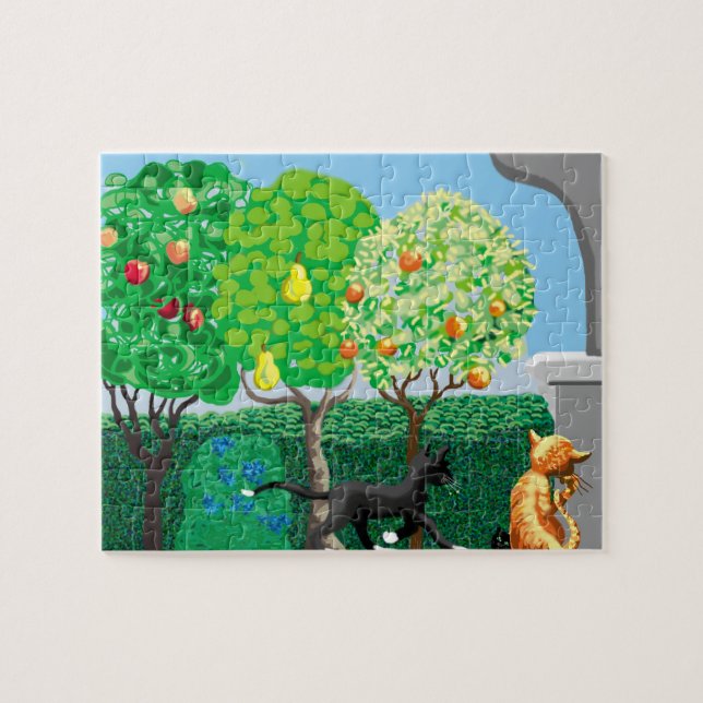 Puzzle chats dans le jardin (Horizontal)