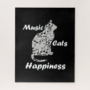 Puzzle Chats de musique Bonheur - Citation d'amoureux de 