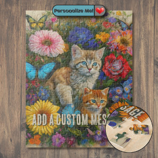 Puzzle Chats Fleurs Colorées Papillons