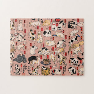 Puzzle chats japonais Ukiyo-e Funny kitty