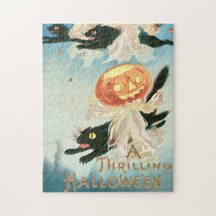 Puzzle Chats noirs d'Halloween vintage