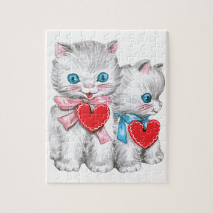 Puzzle Chats rétro de la Saint-Valentin, chaton mignon vi