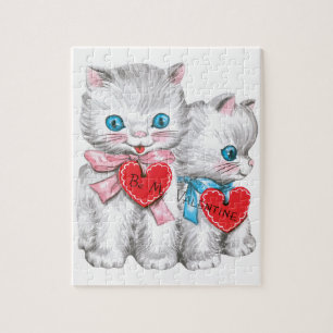 Puzzle Chats Rétro Vintage de la Saint-Valentin, Chatons 
