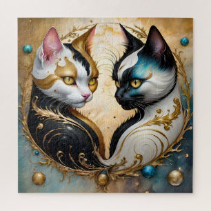 Puzzle Chats Yin-Yang aux éléments cosmiques magiques
