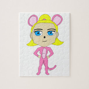 Puzzle chatte rose    