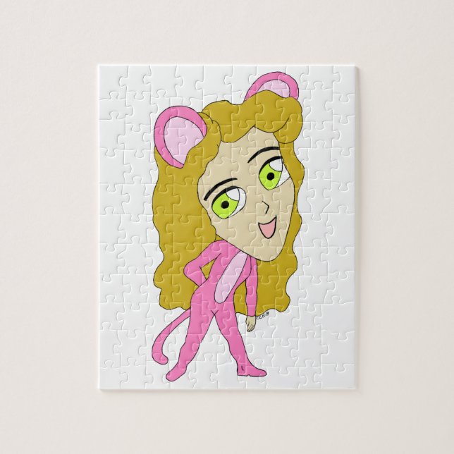 Puzzle chatte rose fille (Vertical)
