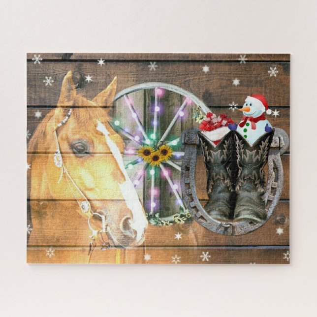 Puzzle Chaussure de Noël Wagon Roue Boots de cow-boy Hors (Horizontal)