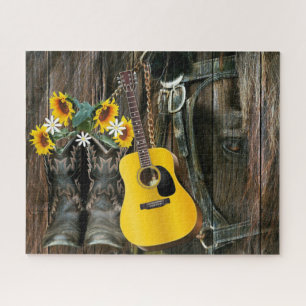 Puzzle Chaussures de cowboy du cheval occidental Guitare 