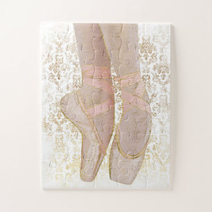 Puzzle Chaussures de talon de ballet - Or rose Blanc
