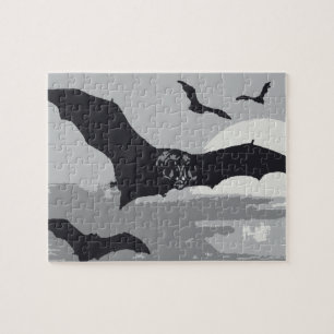 Puzzle Chauves-souris noires volantes Halloween vintage