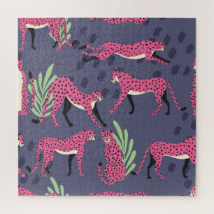 Puzzle Cheetahs exotiques : motif vintage coloré.