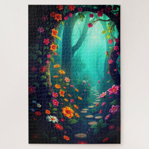 Puzzle Chemin de Forêt Magique avec Fleurs sauvages Whims