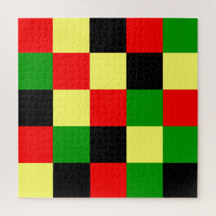 Puzzle Chèques rouges, jaunes, noirs et verts