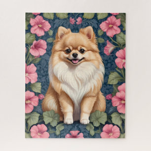 Puzzle Cher Chien Poméranien Avec Pétunias Rose