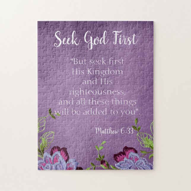 Puzzle Cherchez Dieu premier Inspirationnel Floral Violet (Vertical)