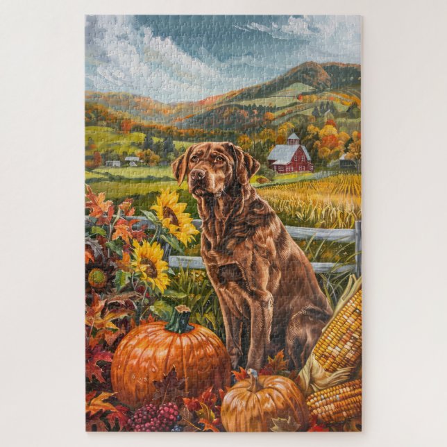 Puzzle Chesapeake Bay Terrier Récolte d'automne Thankgivi (Vertical)