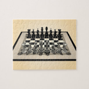 Puzzle: Chessboard and Chess Pieces Jigsaw Puzzle