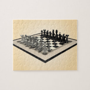 Puzzle: Chessboard and Chess Pieces Jigsaw Puzzle
