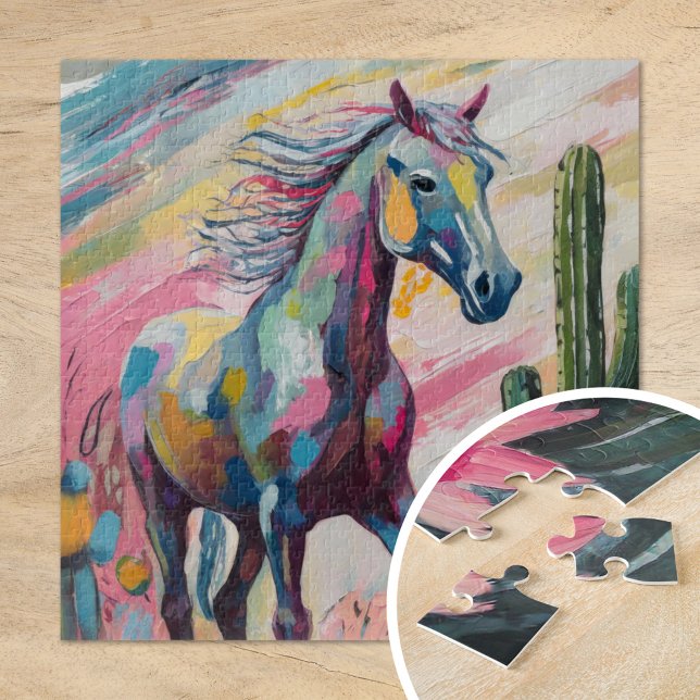 Puzzle Cheval Abstrait moderne et succulents (Créateur téléchargé)