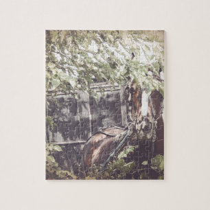 Puzzle Cheval Amish et Buggy à l'ombre