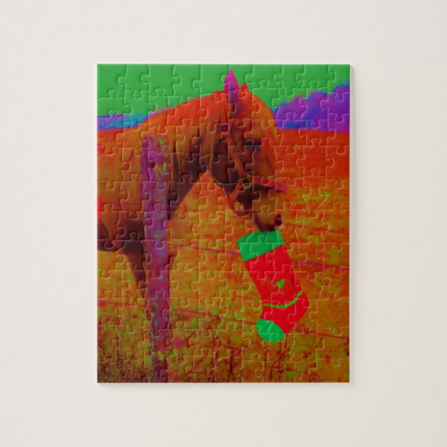 Puzzle Cheval arc-en-ciel de Noël (Vertical)