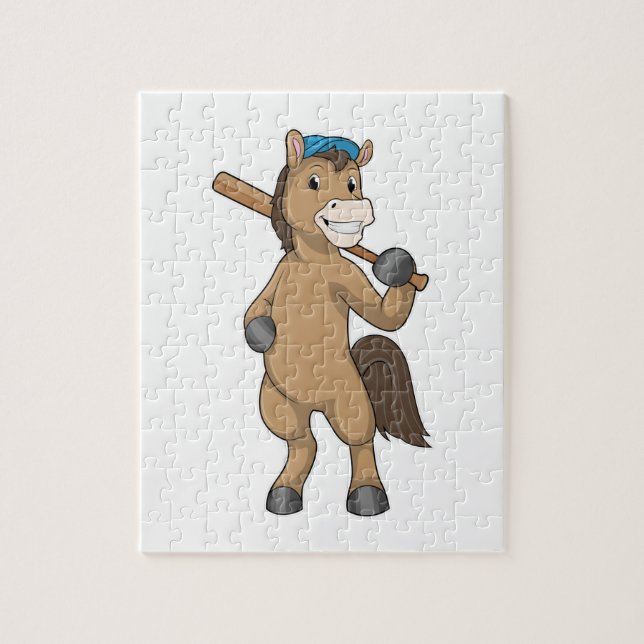 Puzzle Cheval au baseball avec batte de baseball (Vertical)