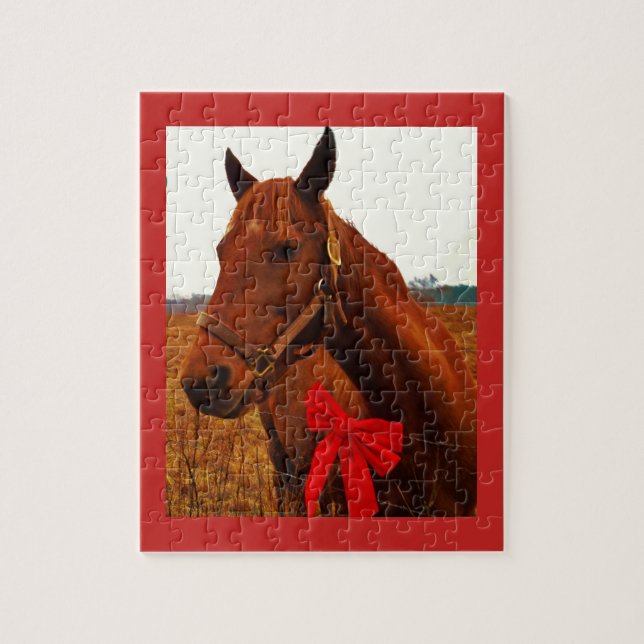 Puzzle Cheval avec Bow rouge (Vertical)
