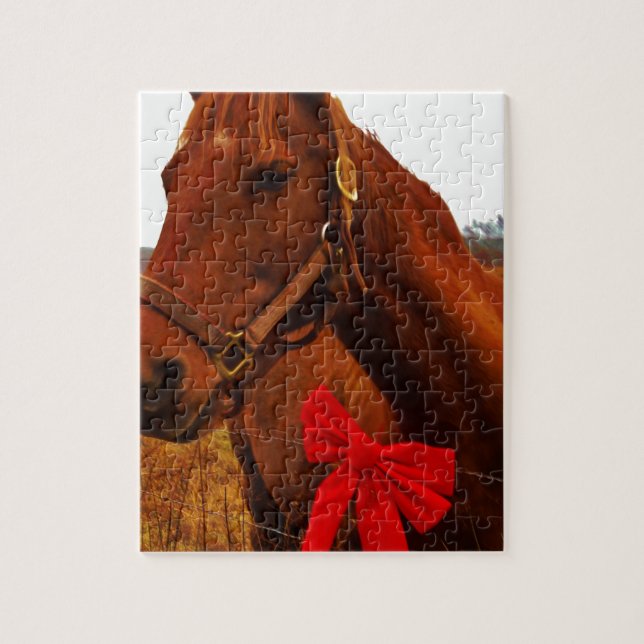 Puzzle Cheval avec Bow rouge (Vertical)