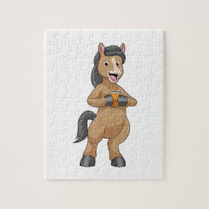 Puzzle Cheval avec Mug de jus d'orange