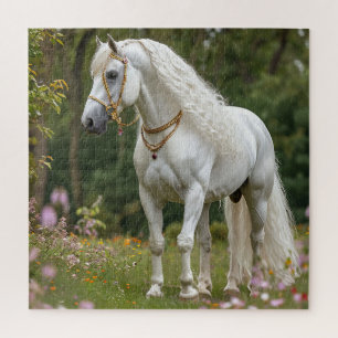 Puzzle Cheval blanc à la crinière flottante