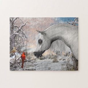 Puzzle Cheval blanc et casse-tête Cardinaux