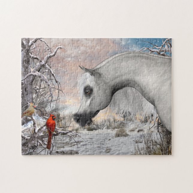 Puzzle Cheval blanc et casse-tête Cardinaux (Horizontal)