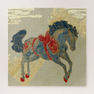 Puzzle Cheval bleu royal orné