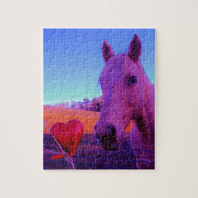 Puzzle Cheval Brown et Coeur Rouge (Vertical)