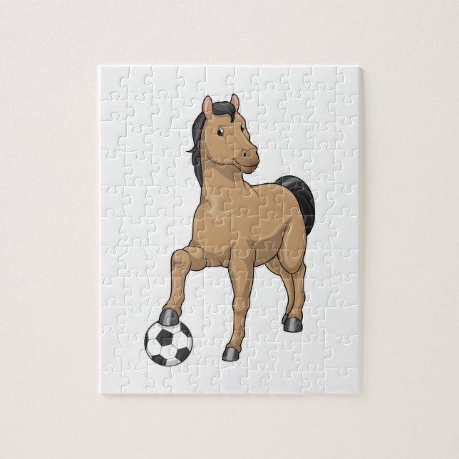 Puzzle Cheval comme joueur de football avec Soccer (Vertical)
