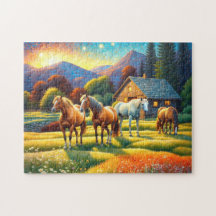 Cheval dans la prairie de fleurs sauvages de la fe