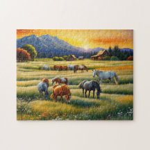 Cheval dans la prairie de fleurs sauvages de la fe