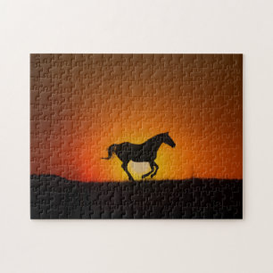 Puzzle Cheval dans Orange Sunset Challenging