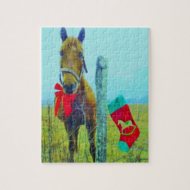Puzzle Cheval de Noël Brown (Vertical)