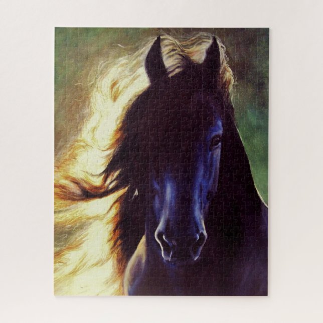 Puzzle Cheval de noir "de lueur frisonne", étalon (500 (Vertical)