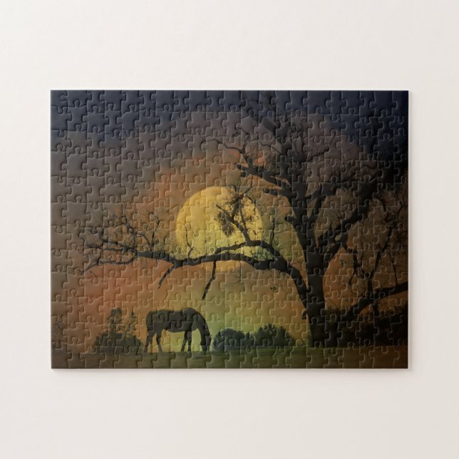 Puzzle Cheval d'Imaginaire et Pleine lune (Horizontal)