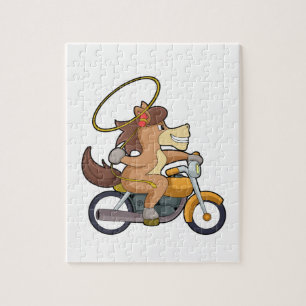 Puzzle Cheval en Cowboy avec Lasso & Motorcycle