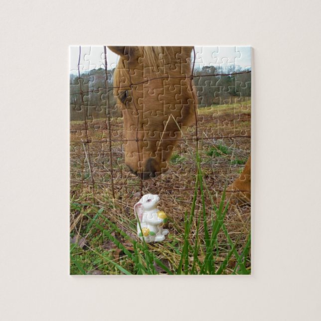 Puzzle cheval et fleur de printemps Bunny (Vertical)