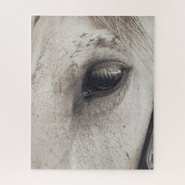 Puzzle Cheval Gris Mare, Vers Le Haut Près De L'Oeil (Vertical)